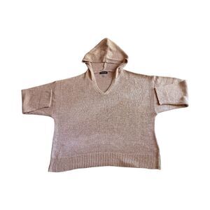 Cable & Gauge Womens 2X Tan Textured Knit Sweater With Hood